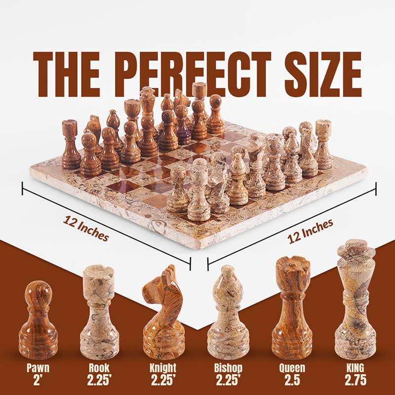 30cm Chess Set - Coral & Red