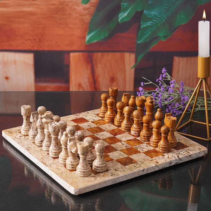 30cm Chess Set - Coral & Red