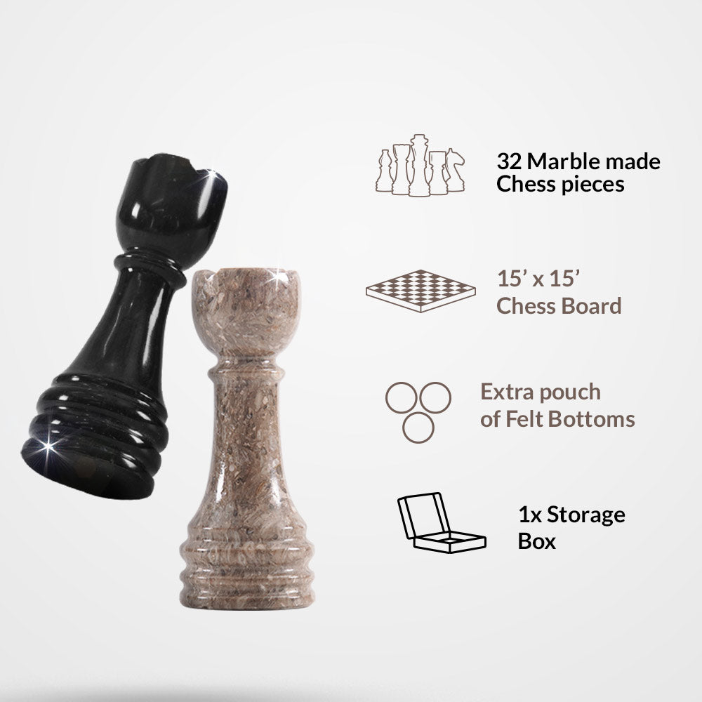 38cm Chess Set - Black & Oceanic