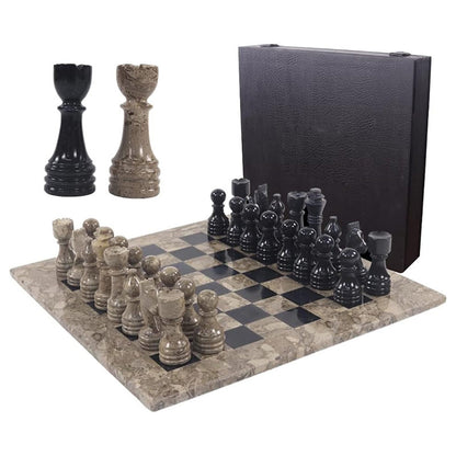 38cm Chess Set with Storage Box - Oceanic and Black