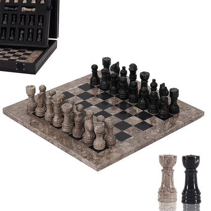 25cm Chess Set with Storage Box - Oceanic & Black