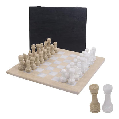 30cm Chess Set with Storage Box - Verona and White