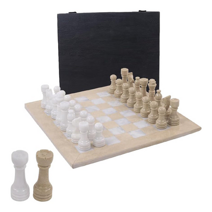 30cm Chess Set with Storage Box - Verona and White