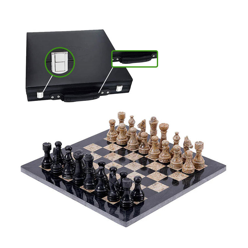 30cm Chess Set - Black & Coral