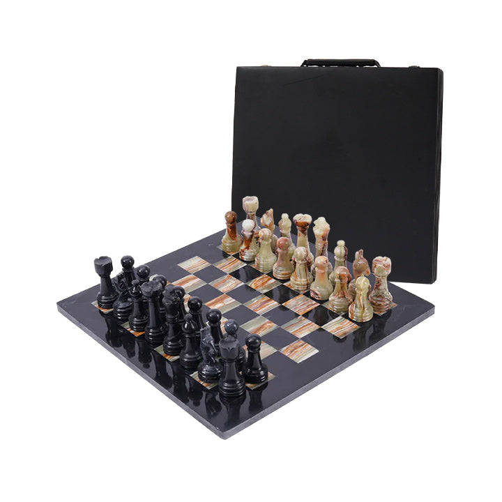 38cm Chess Set - Black & Green