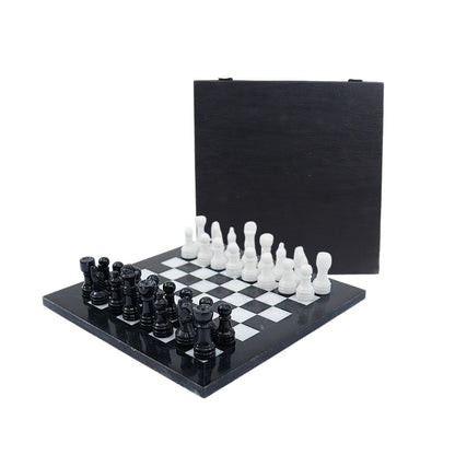 25cm Chess Set with Storage Box - Black & White