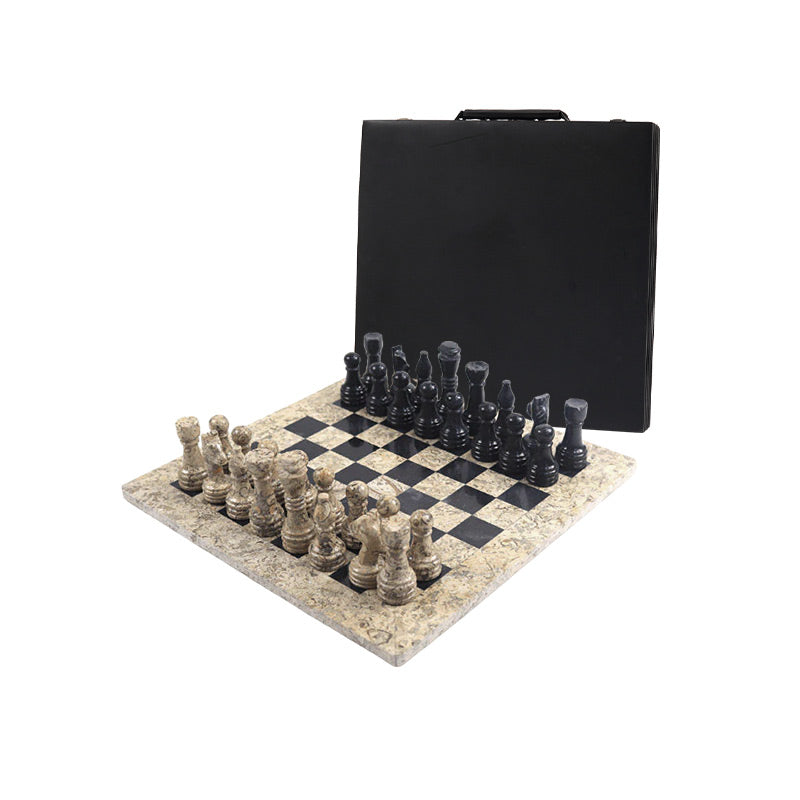 38cm Chess Set - Coral & Black