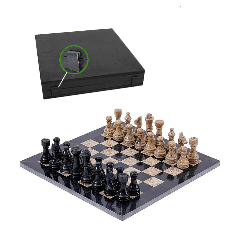 30cm Chess Set - Black & Coral