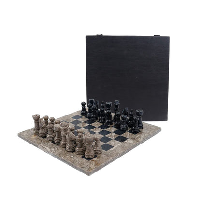 25cm Chess Set with Storage Box - Oceanic & Black