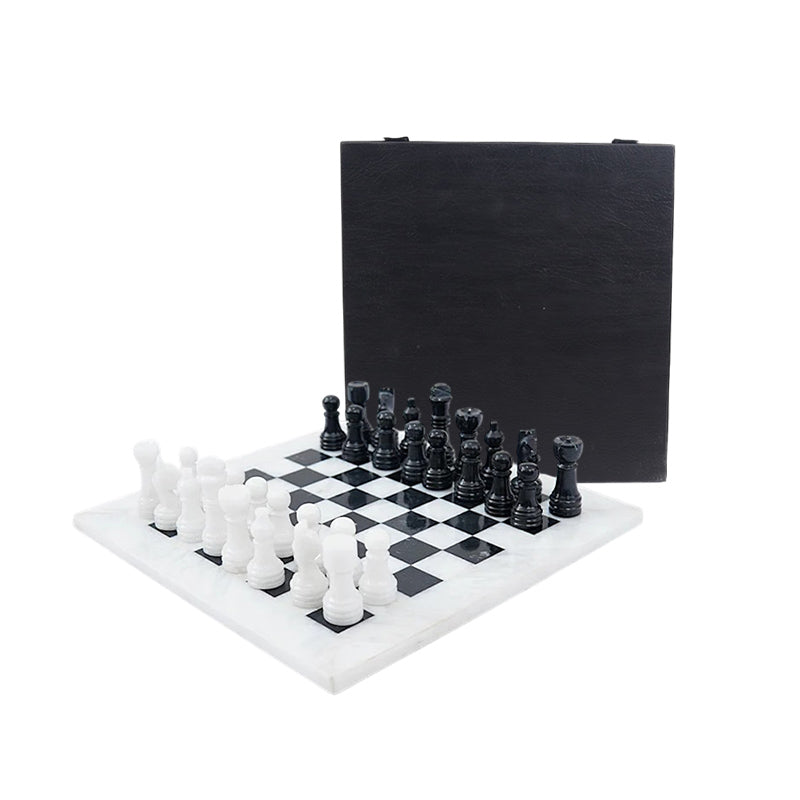 25cm Chess Set with Storage Box - White & Black