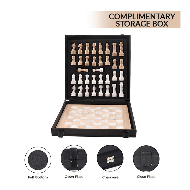 30cm Chess Set with Storage Box - Verona and White