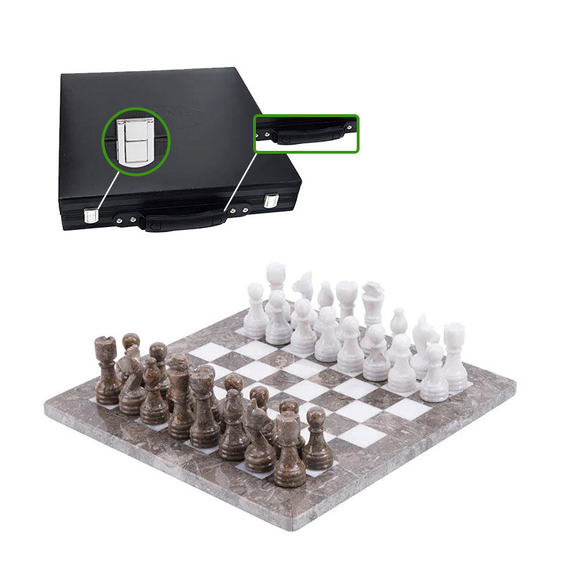 30cm Chess Set - Oceanic & White