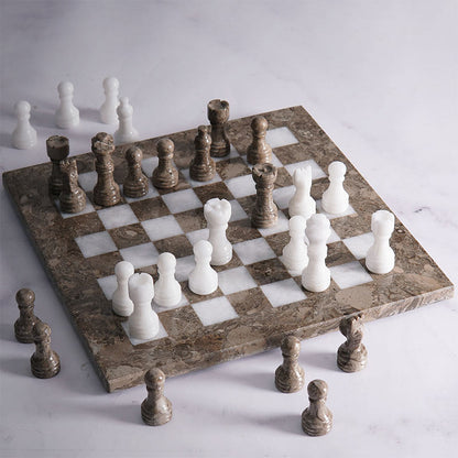 25cm Chess Set with Storage Box - Oceanic and White