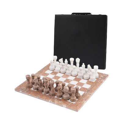 38cm Chess Set - Marinara & White