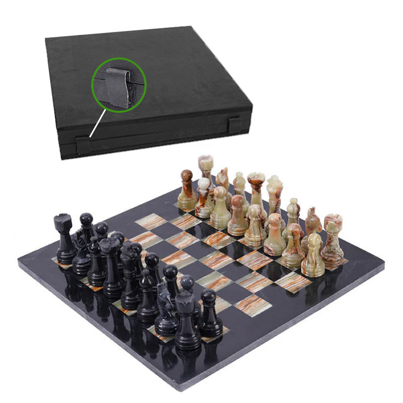 38cm Chess Set - Black & Green