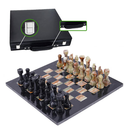 38cm Chess Set - Black & Green