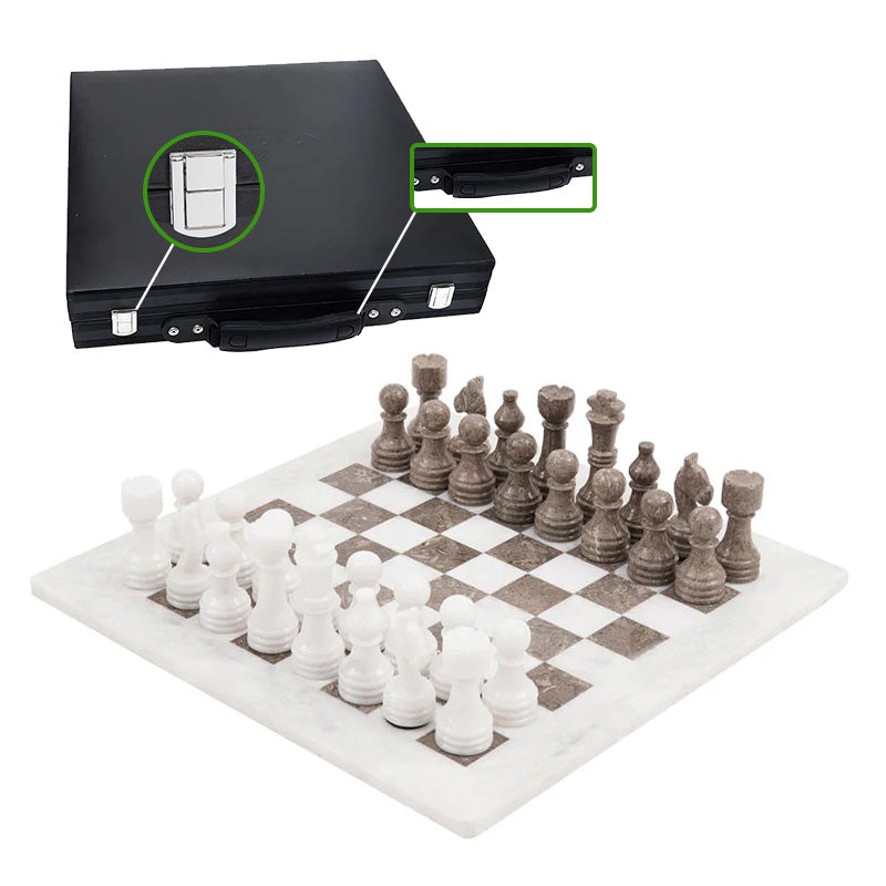 38cm Chess Set - White & Oceanic