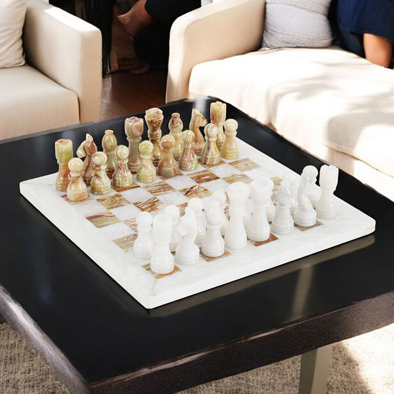 30cm Chess Set - White & Green