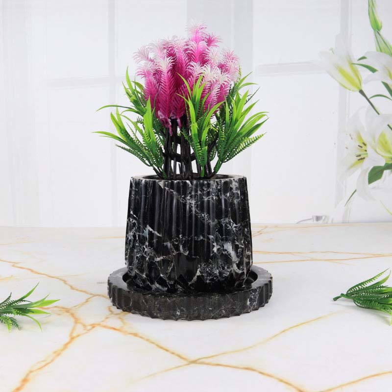 planter, indoor planter, marble planter