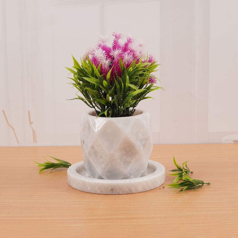 planter, indoor planter, marble planter