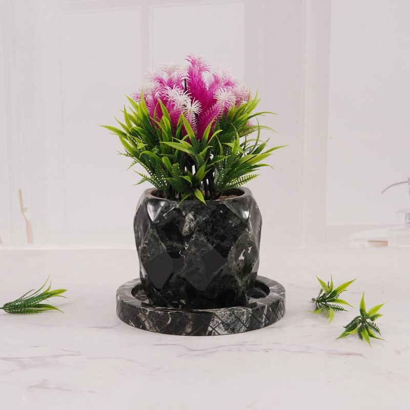 planter, indoor planter, marble planter