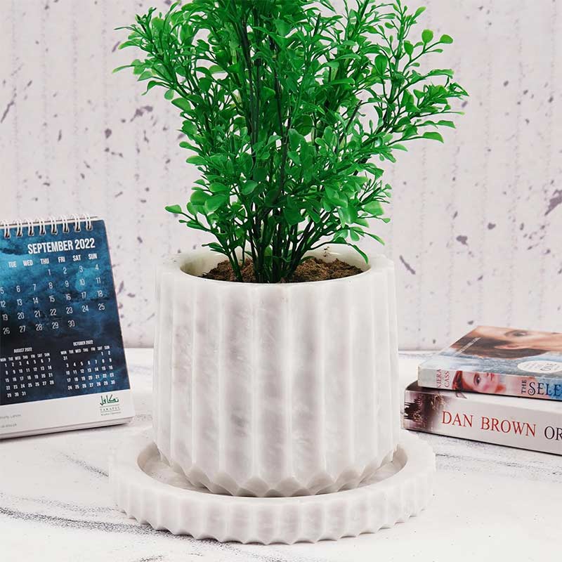 planter, indoor planter, marble planter