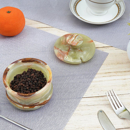 salt cellar with spoon, salt jar